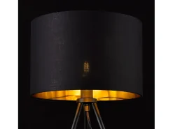 Helloshop26 Lámpara de escritorio elegante lámpara de mesa con estilo lámpara de lectura trípode E14 metal tela altura 51 cm y dorado 03_0005275 Negro Online