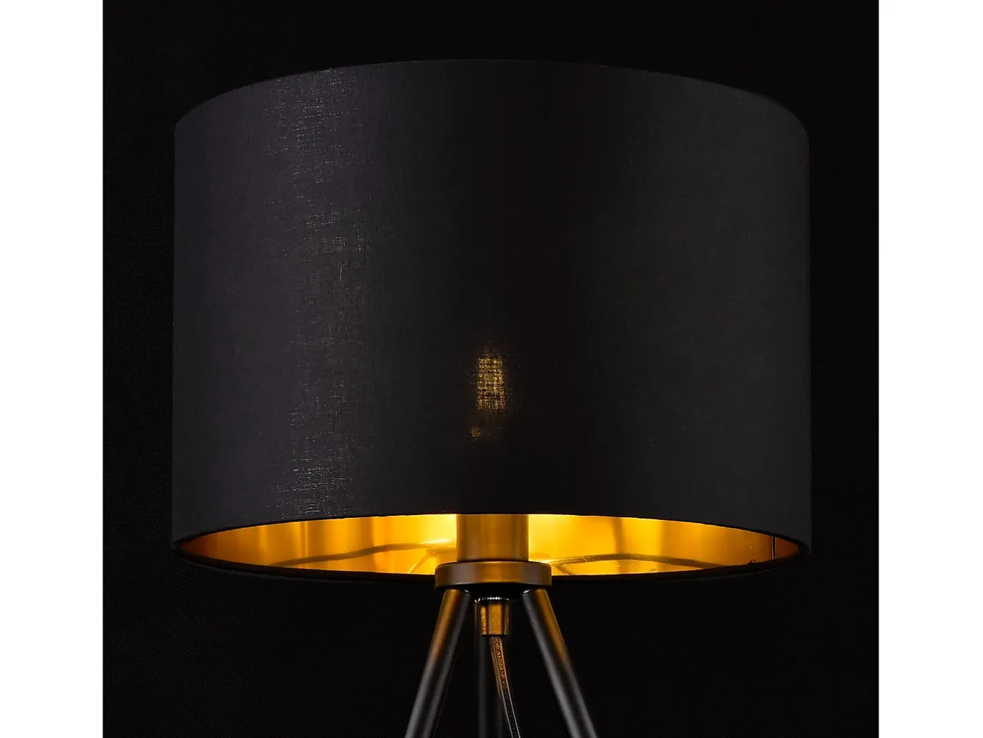 Helloshop26 Lámpara de escritorio elegante lámpara de mesa con estilo lámpara de lectura trípode E14 metal tela altura 51 cm y dorado 03_0005275 Negro Online