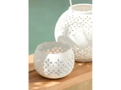 Hot J-Line Lámpara de hierro perforada en 13x13x9cm Blanco