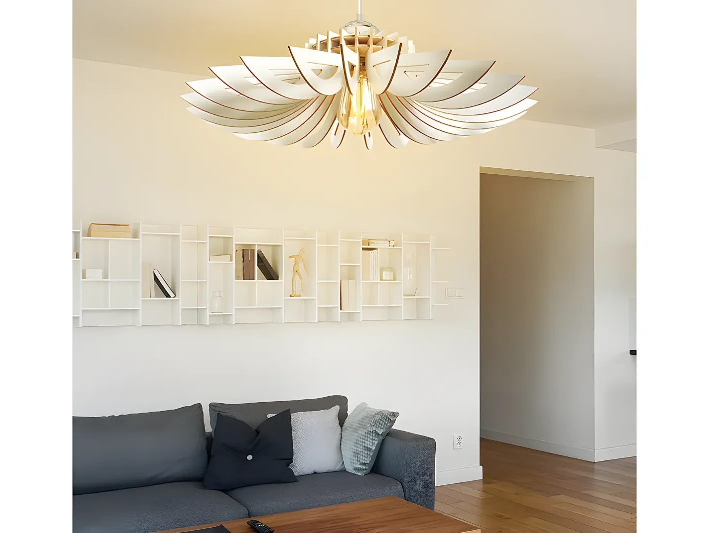 OZAIA Lámpara de MDF - Luminaria D. 68 x Alt. 50 cm - - FARITA Blanco