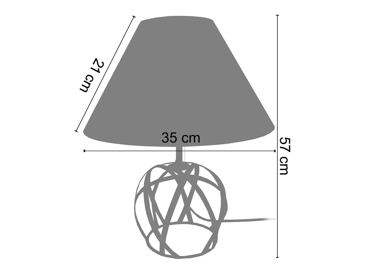 TOSEL Lámpara de Mesa ,metal, ,A24xD14xP14cm Gris Best