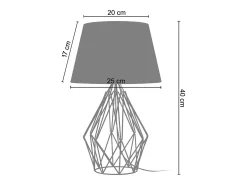 TOSEL Lámpara de Mesa ,metal, ,A40xD25xP25cm Negro Best