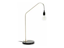 Les Tendances Lámpara De Mesa-Lámpara de mesa Aubry de mármol negro y metal Dorado