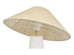 New Miliboo Lámpara de mesa blanca de cerámica con pantalla de mimbre H47 cm JUNI Blanco