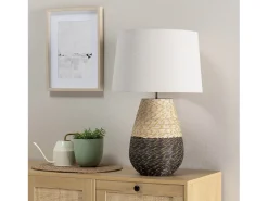 Sale VS Venta-stock Lámpara de mesa Botan de ratán natural, diámetro 40,5 cm Beige