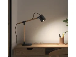 Lámpara de mesa BRANCH de madera y acero - Alt. 41,3 cm - IP20, cable 2 mts- on&off- gu10 - 9W - Negro Sale