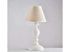 Clearance Lámpara de mesa Cascina Shabby de madera blanca, 1 luz con pantalla dm.20 H.40 Ø20 BL265-LT-BCO Blanco