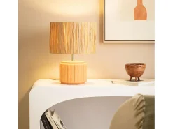 Clearance Ledkia Lámpara de Mesa Cerámica y Rafia Kinney Terracota Multicolor
