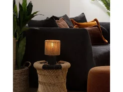 Atmosphera Lámpara de mesa cilíndrica estilo bohemio 16 x 16 x 24 cm Negro Hot