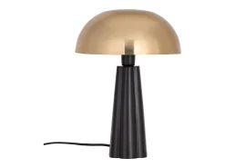 OZAIA Lámpara de mesa con forma de seta en metal, D. 31 x H.42 cm, y negro, RANDALL Dorado