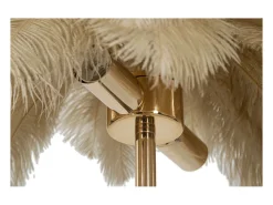Best Lámpara de mesa con pantalla de plumas y 2 luces Palm S - Marrón Marru00f3n