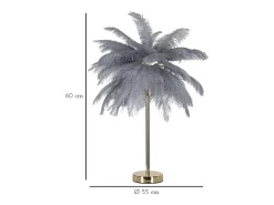 Lámpara De Mesa-Lámpara de mesa con pantalla de plumas y 2 luces Palm S - Gris