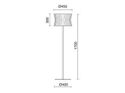 Lámpara de mesa CORA estilo clásico - Alt. 170 cm - E27 40W - pantalla cinta plisada ø38,5 cm - cable 2 mts - on&off - acero y - IP20 Blanco Hot