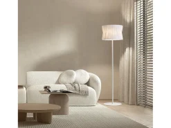 Lámpara de mesa CORA estilo clásico - Alt. 170 cm - E27 40W - pantalla cinta plisada ø38,5 cm - cable 2 mts - on&off - acero y - IP20 Blanco Hot