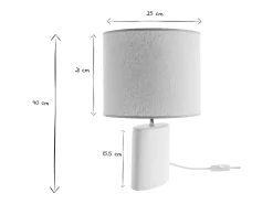 Miliboo Lámpara de mesa de cerámica blanca mate con pantalla de lino natural TIGA Blanco Hot