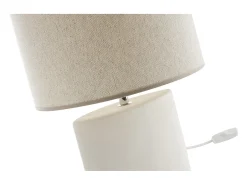 Miliboo Lámpara de mesa de cerámica blanca mate con pantalla de lino natural TIGA Blanco Hot
