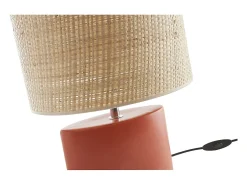 Miliboo Lámpara de mesa de cerámica mate con pantalla de rafia natural 40 cm TIGA Terracota Discount