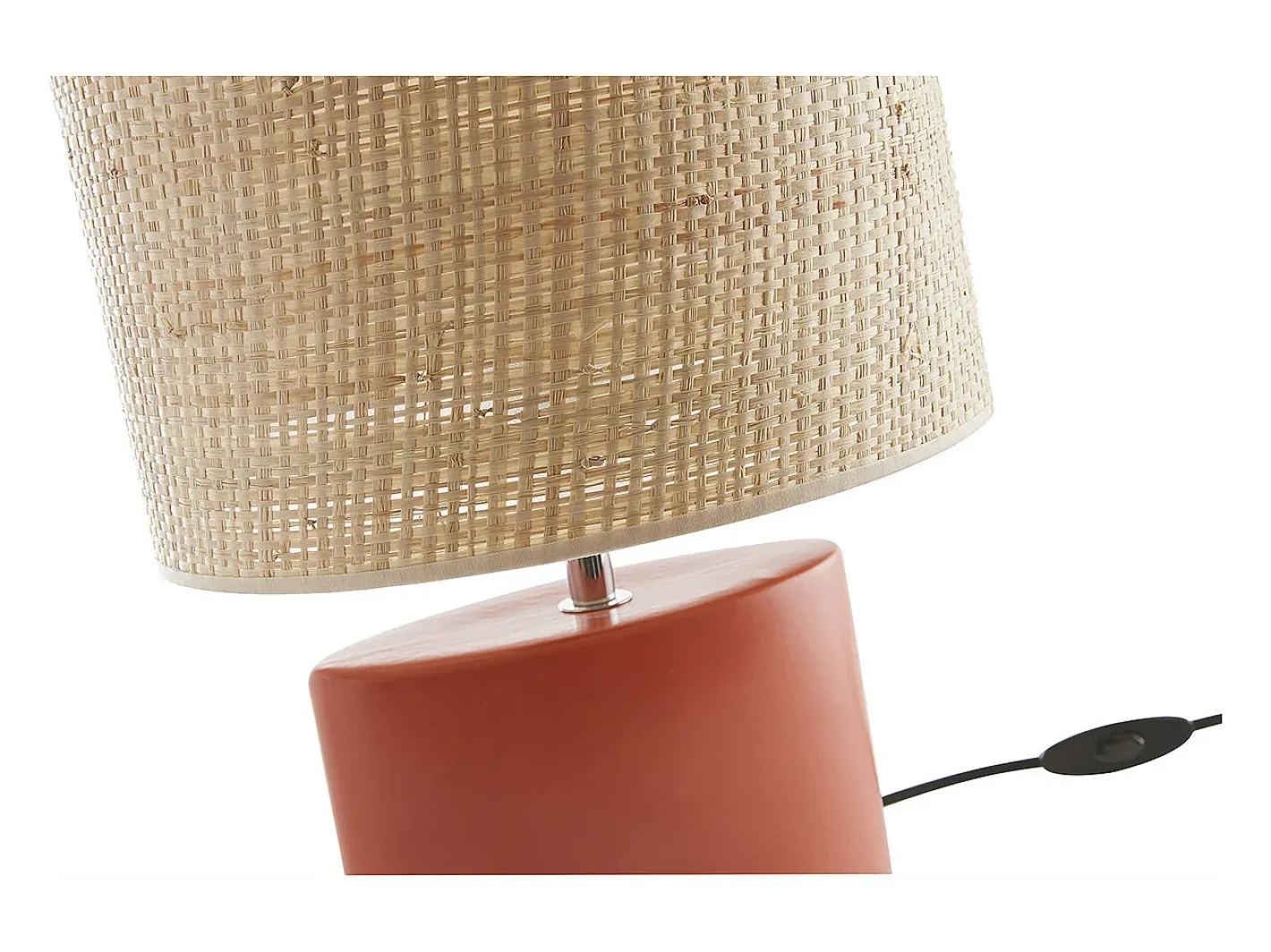 Miliboo Lámpara de mesa de cerámica mate con pantalla de rafia natural 40 cm TIGA Terracota Discount