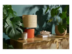 Miliboo Lámpara de mesa de cerámica mate con pantalla de rafia natural 40 cm TIGA Terracota Discount