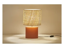 Miliboo Lámpara de mesa de cerámica mate con pantalla de rafia natural 40 cm TIGA Terracota Discount