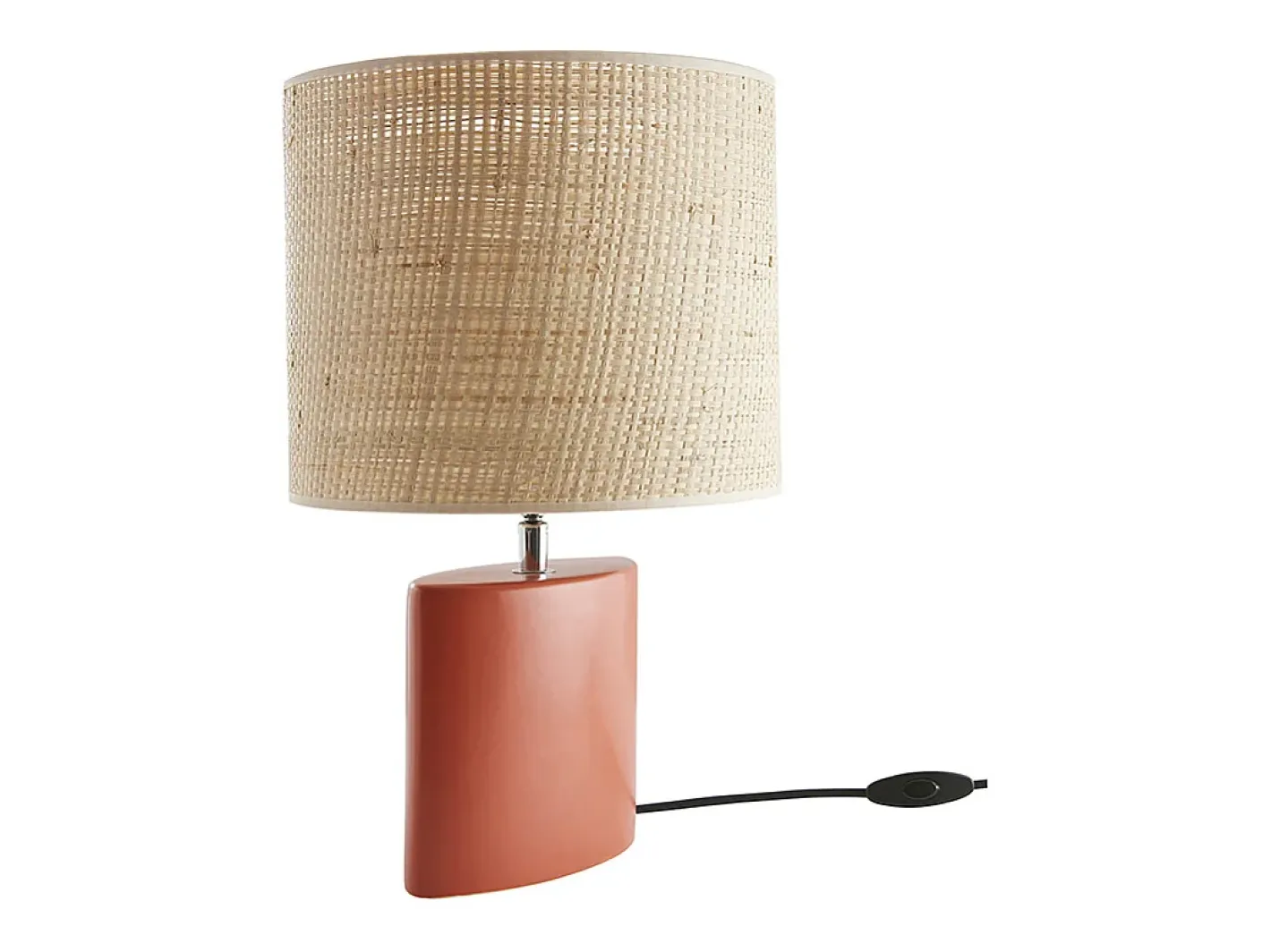 Miliboo Lámpara de mesa de cerámica mate con pantalla de rafia natural 40 cm TIGA Terracota Discount