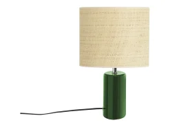 Miliboo Lámpara de mesa de cerámica oscuro con pantalla de rafia natural 40 cm TIGA Verde Online