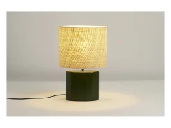 Miliboo Lámpara de mesa de cerámica oscuro con pantalla de rafia natural 40 cm TIGA Verde Online