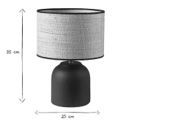 New Miliboo Lámpara de mesa de cerámica negra con pantalla de rafia 35 cm ROCHA Negro
