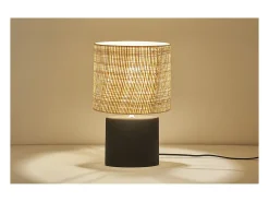 Best Miliboo Lámpara de mesa de cerámica negra mate con pantalla de rafia TIGA Negro