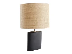 Best Miliboo Lámpara de mesa de cerámica negra mate con pantalla de rafia TIGA Negro