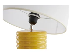 Miliboo Lámpara de mesa de cerámica esmaltada amarilla con pantalla de color crudo BERRO Amarillo Outlet