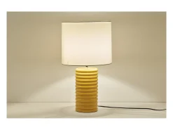 Miliboo Lámpara de mesa de cerámica esmaltada amarilla con pantalla de color crudo BERRO Amarillo Outlet