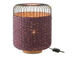 J-Line Lámpara de mesa de metal y fibra marrón 27x27x34.5 cm Violeta Online