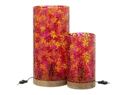 J-Line Lámpara de mesa de mosaico de flores de cristal 21x21x45.5 cm Multicolor Best