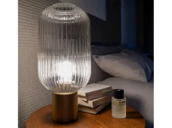 Best Rendez-Vous Déco Lámpara de mesa de vidrio estriado - Lou Transparente