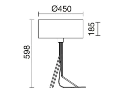 Clearance Lámpara de mesa DIAGONAL estilo moderno- Alt. 59,8 cm - pantalla sintética ø45 cm - on&off - cable 1,5 mts E27 13W - acero y - IP20 - interior Negro