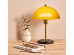 Concept-Usine Lámpara De Mesa-Lámpara de mesa diseño moderno en forma de seta negra 49cm de metal y madera Amarillo