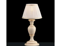 New Lámpara de mesa Fiorenza de madera marfil y dorada, 1 luz con pantalla dm.20 H.43 Ø20 BL172-LT-AV Multicolor