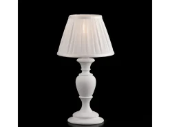 Lámpara de mesa Fiorenza Shabby de madera blanca, 1 luz con pantalla dm.20 H.43 Ø20 BL172-LT-BCO Blanco Best