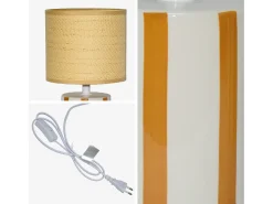 Sweeek Lámpara de mesa interior cerámica pantalla de efecto de mimbre Mostaza Online