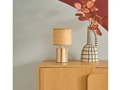 Sweeek Lámpara de mesa interior cerámica pantalla de efecto de mimbre Mostaza Online