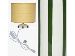 Sweeek Lámpara De Mesa-Lámpara de mesa interior cerámica pantalla efecto ratán Verde
