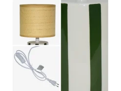 Sweeek Lámpara De Mesa-Lámpara de mesa interior cerámica pantalla de efecto de mimbre Verde