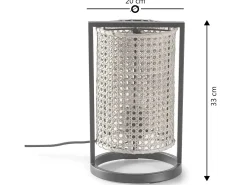 VS Venta-stock Lámpara De Mesa-Lámpara de mesa Isao de ratán natural, diámetro 20 cm Beige