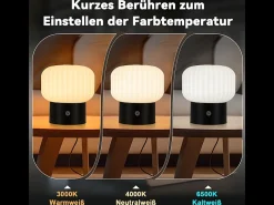 Hot NETTLIFE Lámpara de mesa LED inalámbrica : lámpara táctil recargable por USB, blanca, regulable, resistente al agua IP44, redonda de cristal. Blanco