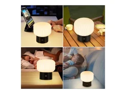 Hot NETTLIFE Lámpara de mesa LED inalámbrica : lámpara táctil recargable por USB, blanca, regulable, resistente al agua IP44, redonda de cristal. Blanco