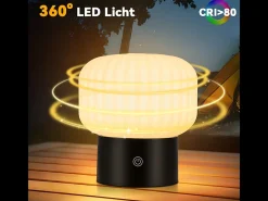 Hot NETTLIFE Lámpara de mesa LED inalámbrica : lámpara táctil recargable por USB, blanca, regulable, resistente al agua IP44, redonda de cristal. Blanco