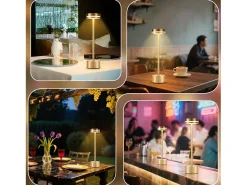 Sale NETTLIFE Lámpara de mesa LED inalámbrica , funciona con pilas, regulable, recargable por USB-C, control táctil, dorada(dorada, paquete de 2) Dorado