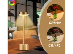 Sale NETTLIFE Lámpara de mesa LED inalámbrica , funciona con pilas, regulable, recargable por USB-C, control táctil, dorada(dorada, paquete de 2) Dorado