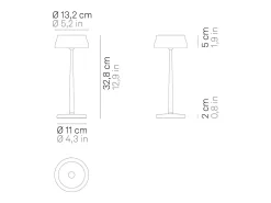 Lámpara De Mesa-Lámpara de mesa LED inteligente con Wi-Fi Zafferano SISTER LIGHT, color cobre, recargable y regulable Naranja